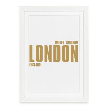 Lettrage en or de Londres - Affiche encadrée (27 × 37 cm) - blanc - Devant
