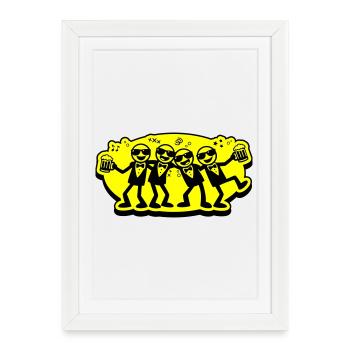 Groom Friends Group Beer - Framed poster (27 × 37 cm) - white - Front