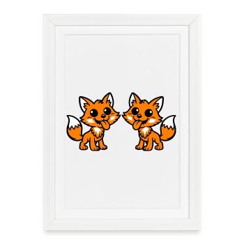 Couple Renard - Affiche encadrée (27 × 37 cm) - blanc - Devant