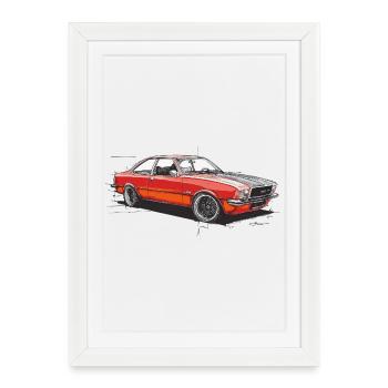 Red Vintage Coupe Car - Framed poster (27 × 37 cm) - white - Front