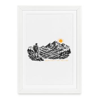 Relief pour les randonneurs au lever du soleil - Affiche encadrée (27 × 37 cm) - blanc - Devant