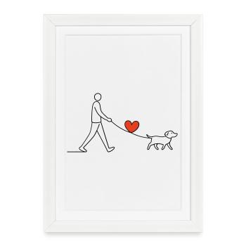 Heart Walk Dog Love Heart Love Animal Love - Framed poster (27 × 37 cm) - white - Front
