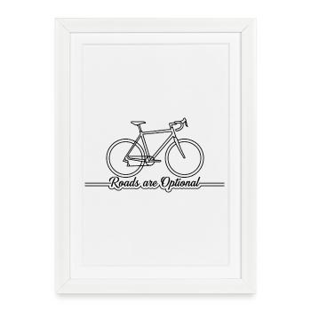 Les routes sont optionnelles pour l’art de la ligne de gravel - Affiche encadrée (27 × 37 cm) - blanc - Devant