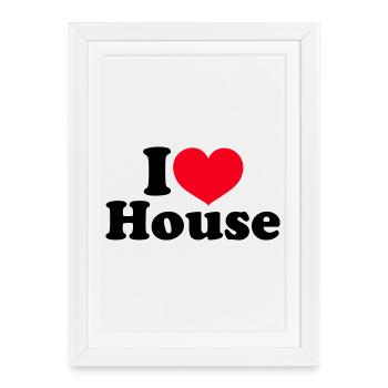 J’aime la maison - Affiche encadrée (27 × 37 cm) - blanc - Devant