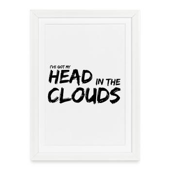 Head in the Clouds Noir par les rêveurs éveillés - Affiche encadrée (27 × 37 cm) - blanc - Devant
