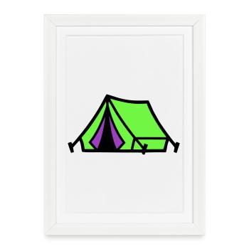 Icône du camping sous tente du festival - Affiche encadrée (27 × 37 cm) - blanc - Devant