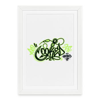 Logo graffiti de hameçon à poisson - Affiche encadrée (27 × 37 cm) - blanc - Devant