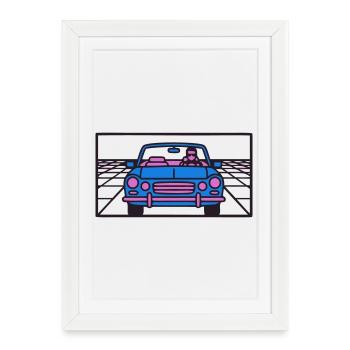 Retro Car Miami Logo - Affiche encadrée (27 × 37 cm) - blanc - Devant
