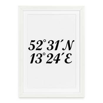Berliner Koordinaten Berlin - Gerahmtes Poster (27 × 37 cm) - Weiß - Vorne