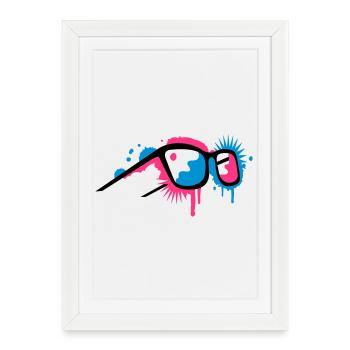 Lunettes 3D dans un style de graffiti - Affiche encadrée (27 × 37 cm) - blanc - Devant