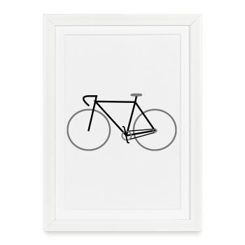 vélo noir singlespeed avec guidon de course - Affiche encadrée (27 × 37 cm) - blanc - Devant