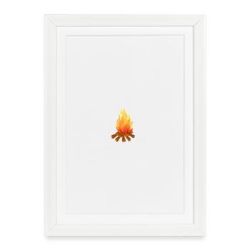 T-shirt Illustration de flamme de feu de camp - Affiche encadrée (27 × 37 cm) - blanc - Devant
