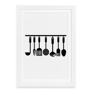 Ustensiles de cuisine ustensiles de cuisine - Affiche encadrée (27 × 37 cm) - blanc - Devant