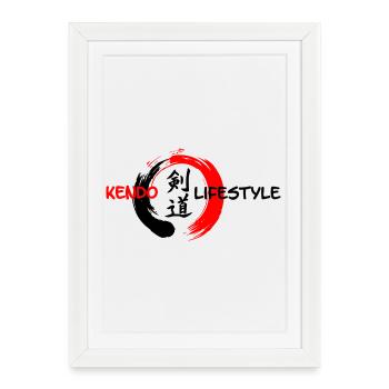 Kendo Japanese script in enso zen circle - Framed poster (27 × 37 cm) - white - Front