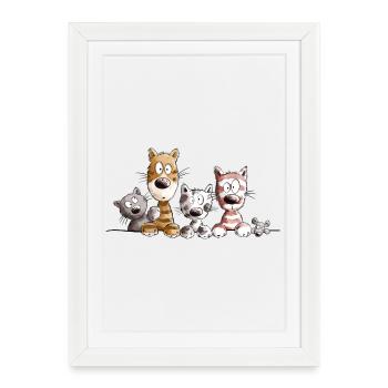 Happy Cats I Cat Friends Gift - Framed poster (27 × 37 cm) - white - Front