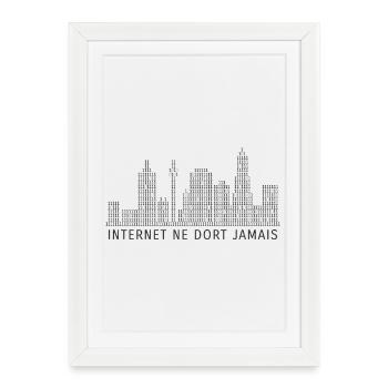 Internet ne dort jamais - Affiche encadrée (27 × 37 cm) - blanc - Devant