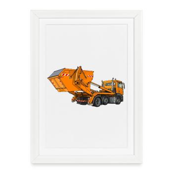 Truck with skip, skip loader - Framed poster (27 × 37 cm) - white - Front