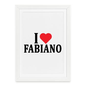 J’adore Fabiano t-shirt t-shirt idée cadeau - Affiche encadrée (27 × 37 cm) - blanc - Devant