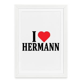 t-shirt J’aime l’idée cadeau du t-shirt Hermann - Affiche encadrée (27 × 37 cm) - blanc - Devant