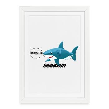 Drôle de requin, j’adore la salade, blague végétalienne - Affiche encadrée (27 × 37 cm) - blanc - Devant