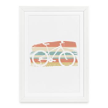 Vélo rétro Sunset Stripes - Affiche encadrée (27 × 37 cm) - blanc - Devant