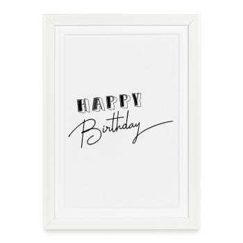 HAPPY BIRTHDAY. ANNIVERSAIRE. - Affiche encadrée (27 × 37 cm) - blanc - Devant