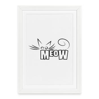 Meow! - Elegant Cat Outline - Framed poster (27 × 37 cm) - white - Front