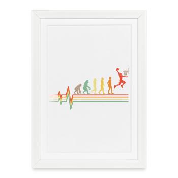 Basketball Evolution Retro ECG Heartbeat Gift - Affiche encadrée (27 × 37 cm) - blanc - Devant