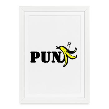 Punk Banane La Danse du Singe - Affiche encadrée (27 × 37 cm) - blanc - Devant