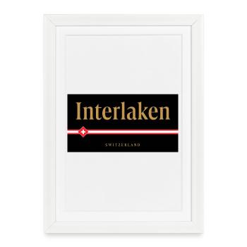 Design de lettrage suisse en or interlaken - Affiche encadrée (27 × 37 cm) - blanc - Devant