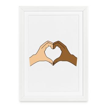 Coloured heart hand motif - customisable - Framed poster (27 × 37 cm) - white - Front