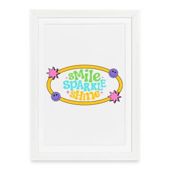 Colourful Retro Smile Text Design - Framed poster (27 × 37 cm) - white - Front