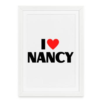 I love Nancy Red Heart Love Fan Gift - Framed poster (27 × 37 cm) - white - Front