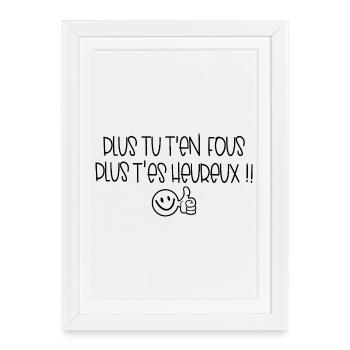 Happy Happiness Quote Humor Funny Phrase - Framed poster (27 × 37 cm) - white - Front