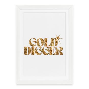 Gold Digger Glitter Text - Framed poster (27 × 37 cm) - white - Front