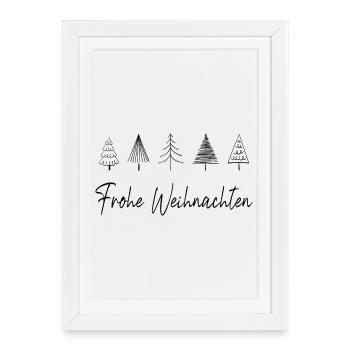 Merry Christmas Line Trees - Framed poster (27 × 37 cm) - white - Front