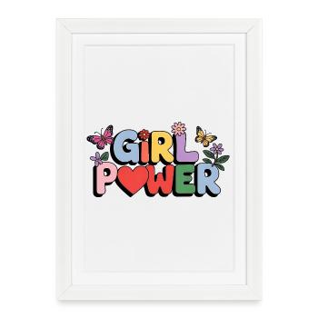 Lettres Girl Power Bloom - Affiche encadrée (27 × 37 cm) - blanc - Devant