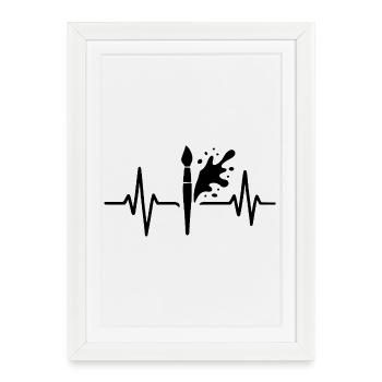 Paint Roller Heartbeat Line DIY Paint Design - Framed poster (27 × 37 cm) - white - Front