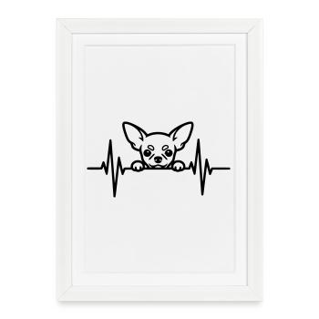 Chihuahua Heartbeat – Petit chien - Affiche encadrée (27 × 37 cm) - blanc - Devant