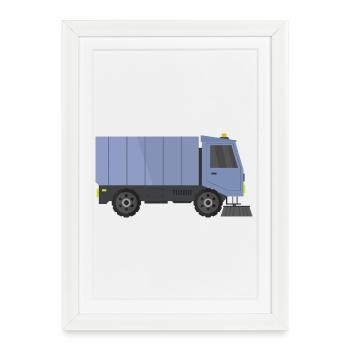Camion balayeuse de voirie - Affiche encadrée (27 × 37 cm) - blanc - Devant