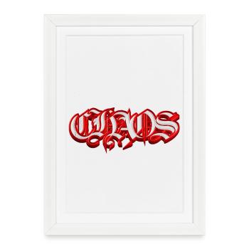 CHAOS – Gothic Fraktur 3D Typography - Framed poster (27 × 37 cm) - white - Front