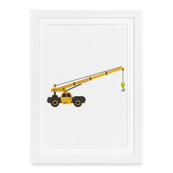 Camion-grue - Affiche encadrée (27 × 37 cm) - blanc - Devant