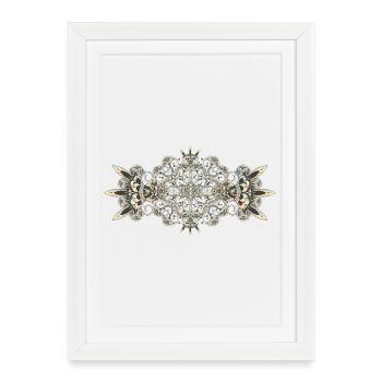 Motif de mandala ornemental Mehndi pastel - Affiche encadrée (27 × 37 cm) - blanc - Devant