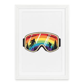 Lunettes de ski Arc en ciel Montagne - Affiche encadrée (27 × 37 cm) - blanc - Devant
