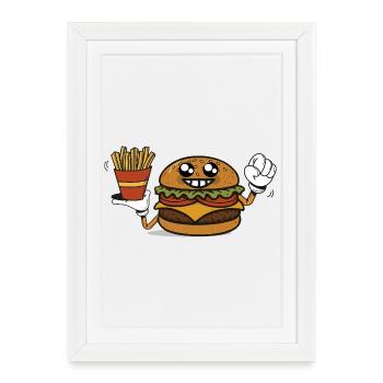 Burger Hero avec des frites - Affiche encadrée (27 × 37 cm) - blanc - Devant