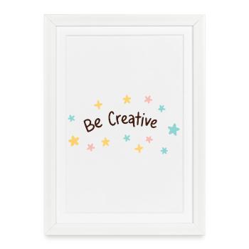 Be Creative: Pastel Stars and Hairline Lettering - Framed poster (27 × 37 cm) - white - Front