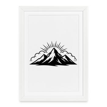Mountains Clouds Peaks - Framed poster (27 × 37 cm) - white - Front