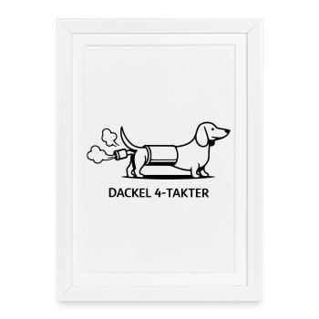 Teckel Quatre Temps - Affiche encadrée (27 × 37 cm) - blanc - Devant