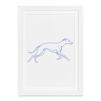 Silhouette minimaliste de lévriers - Affiche encadrée (27 × 37 cm) - blanc - Devant