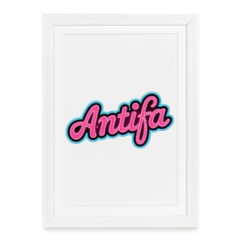 Antifa - Antifascist Merch - Framed poster (27 × 37 cm) - white - Front